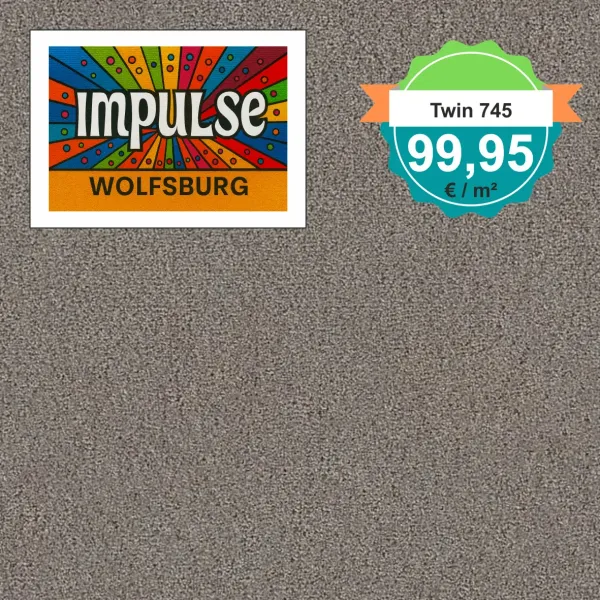 Draufsicht Girloon TWIN Teppichboden Velours 745 Braun, 2/4 m breit, Preis 99,95 €/m²